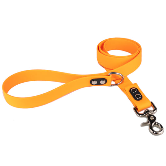 tangerine dog leash made with a trigger swivel snap and silver hardware created by darn.dog